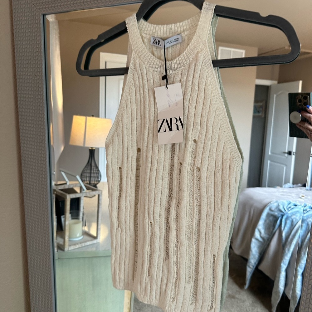 ZARA Cream Knit Tank Top
